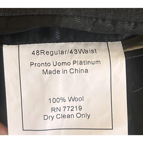 Pronto Uomo Platinum Men's 48R Dark & light Gray 100% Wool Blazer Suit Jacket - Picture 8 of 9